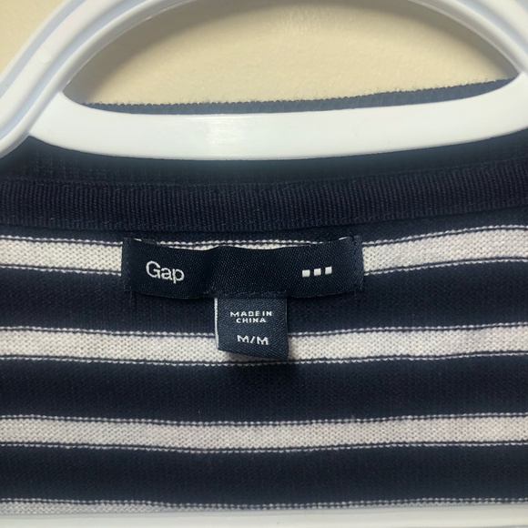 Gap V neck Cardigan Navy stripe M 100% cotton New! - Picture 4 of 7